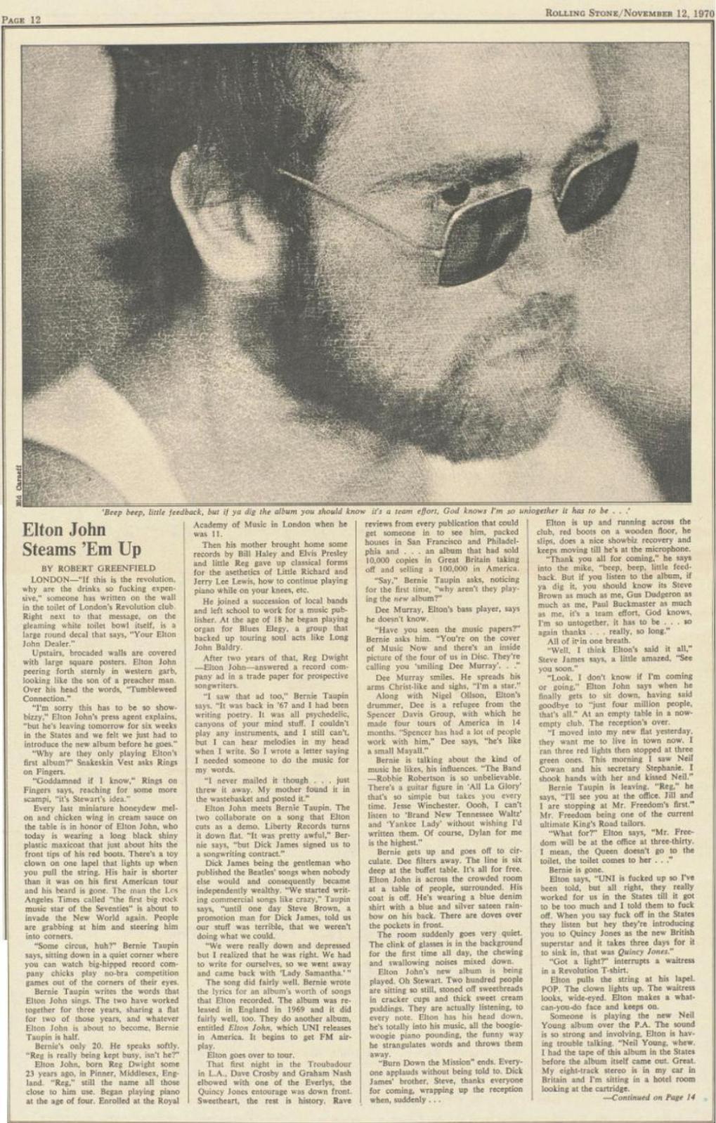 Rolling Stone del 22 novembre 1970