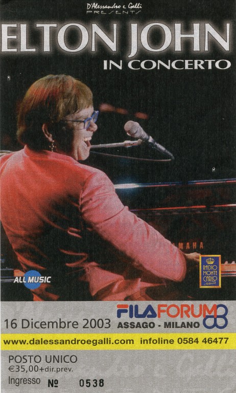 biglietto elton John - Milano 2003