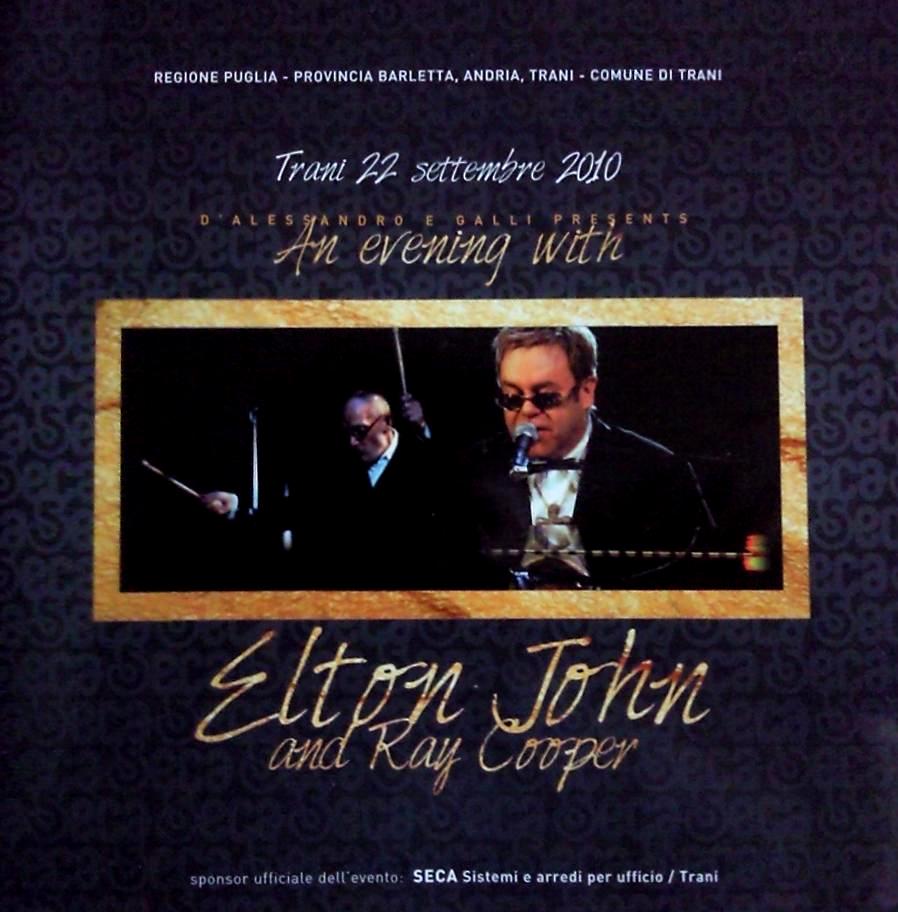 Elton John     Trani 2010 - programma