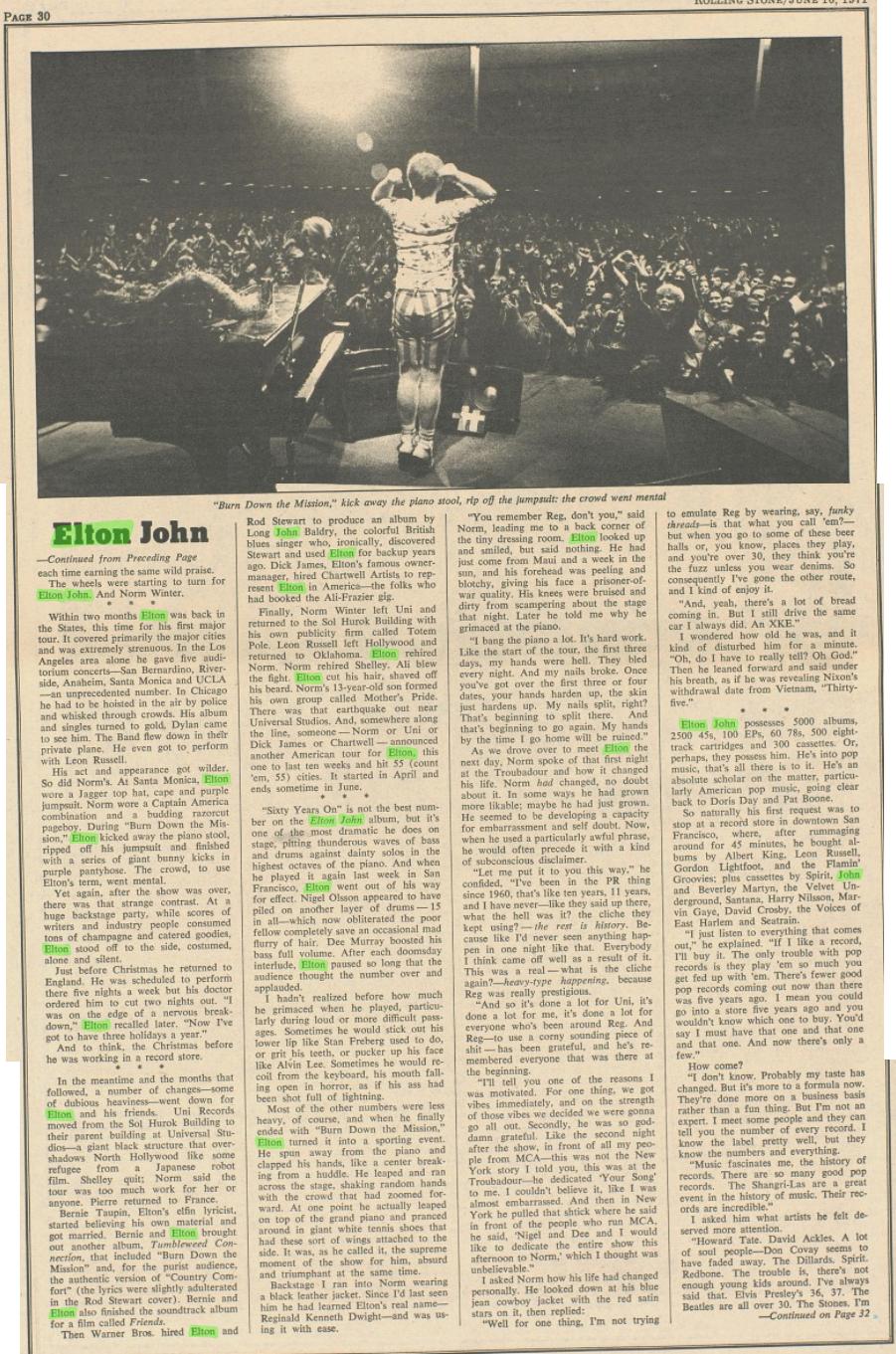 Rolling Stone 10 giugno 1971